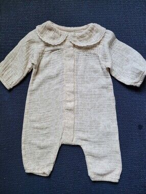 Zara Cream Textured Baby One-Piece with Lace Peter Pan Collar *Newborn